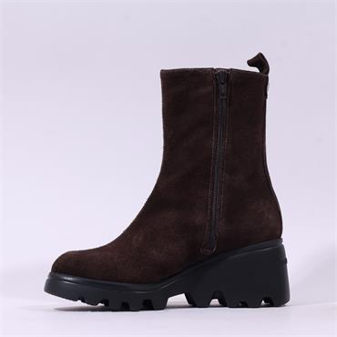 Wonders Toronto Wedge Boot - Brown Suede